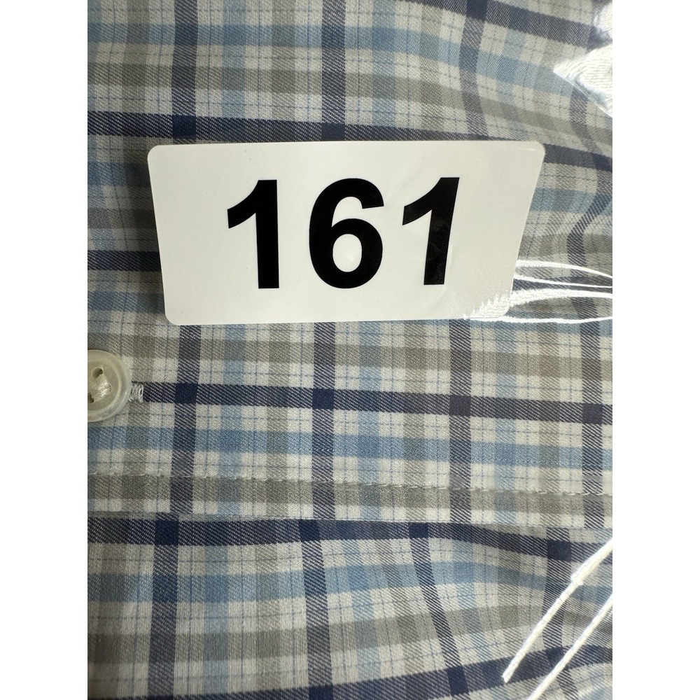 Peter Millar Crown Crafted Mens M Blue Gray Plaid Flex Fit Button-Down Shirt - Picture 13 of 13